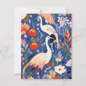Farbige Krane und Blume Personalisiert Mitteilungskarte (Rückseite)