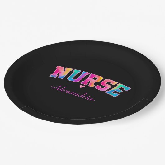 Farbige Krankenschwester Pappteller (Schrägansicht)