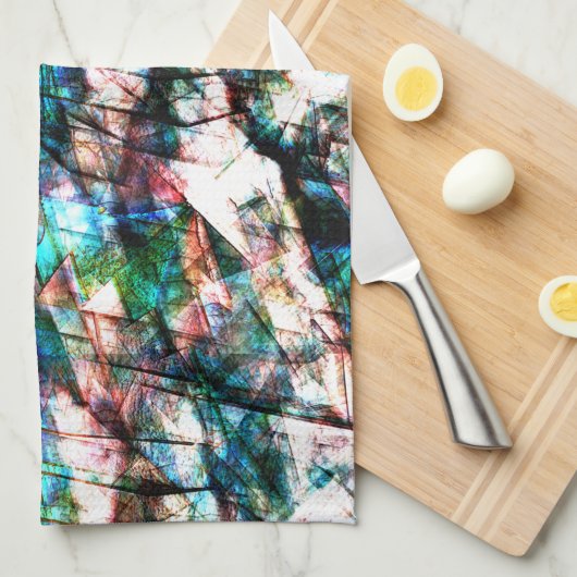 Farbige Kratzer und Flecken mit starkem Kontrast Geschirrtuch (Viertel Falte)