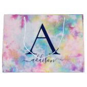 Farbige Krawatte-Dye-Monogramm Große Geschenktüte (Vorderseite)