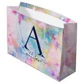 Farbige Krawatte-Dye-Monogramm Große Geschenktüte (Rückseite Schrägansicht)