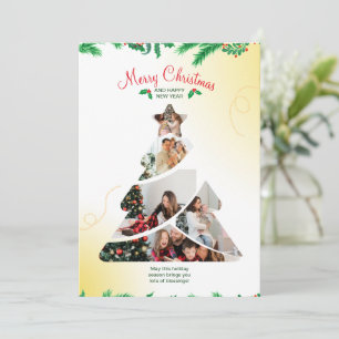 Farbige kreative minimale Weihnachtsbaum-Foto Einladung