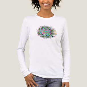 Farbige Kreis-Retro-Blumenwirbel Tri-Blend Shirt