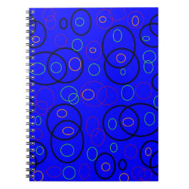 Farbige Kreise auf blau Notizblock