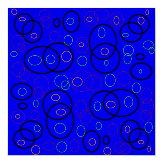 Farbige Kreise auf blau Poster (Vorderseite)