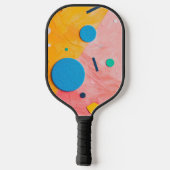 Farbige Kreise auf rosa und gelb Pickleball Schläger (Rückseite)