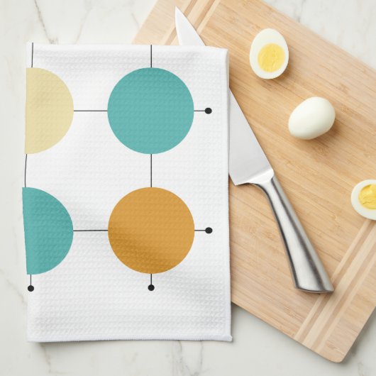 Farbige Kreise auf schwarzen Linien Mitte des Jahr Geschirrtuch (Viertel Falte)