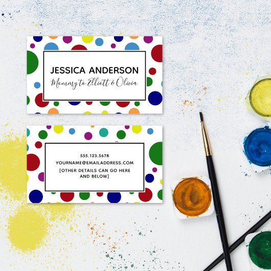 Farbige Kreise auf weiß, Mommy Playdate Card Telefonnummerkarte