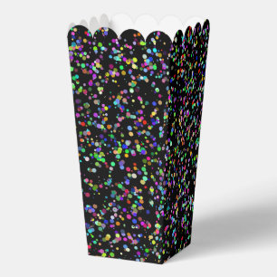 Farbige Kreise blasen auf schwarzen, einzigartigen Geschenkschachtel