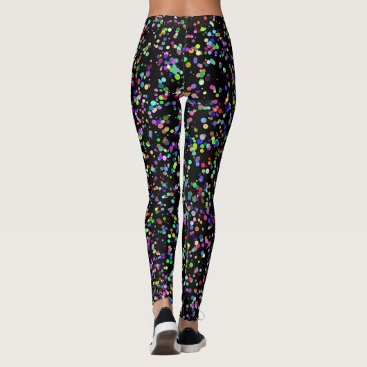 Farbige Kreise blasen auf schwarzen, einzigartigen Leggings (Rückseite)