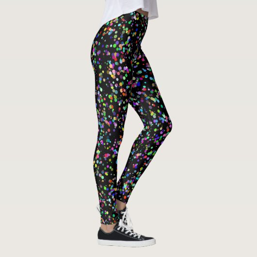 Farbige Kreise blasen auf schwarzen, einzigartigen Leggings (Rechts)