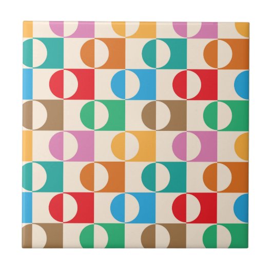 Farbige Kreise des Mitteljahrhunderts auf dem Quad Fliese (Vorderseite)