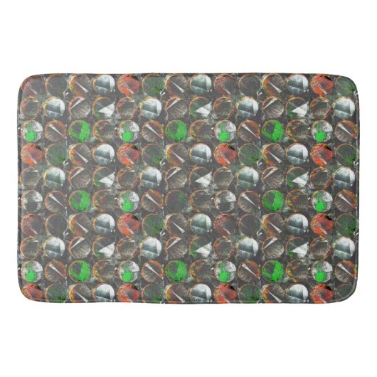 Farbige Kreise dunkler Textur Badematte (Vorderseite)