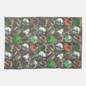 Farbige Kreise dunkler Textur Geschirrtuch (Horizontal)