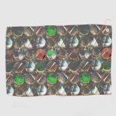 Farbige Kreise dunkler Textur Golfhandtuch (Horizontal)