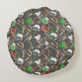 Farbige Kreise dunkler Textur Rundes Kissen