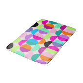 Farbige Kreise Geometrisches Muster Mitte Jahrhund Badematte (Schrägansicht)