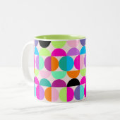 Farbige Kreise Mitte Jahrhundert Moderne Kunst Geo Zweifarbige Tasse (Vorderseite Links)