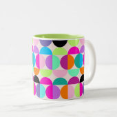 Farbige Kreise Mitte Jahrhundert Moderne Kunst Geo Zweifarbige Tasse (VorderseiteRechts)