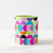Farbige Kreise Mitte Jahrhundert Moderne Kunst Geo Zweifarbige Tasse (Mittel)