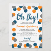 Farbige Kreise Moderne | Oh Boy Baby Dusche Einladung (Vorderseite)