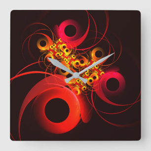 Farbige Kreise Modernes Abstraktes Kunstmuster #08 Quadratische Wanduhr