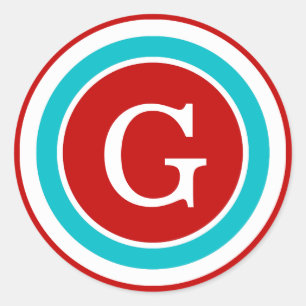 Farbige Kreise Monogramm Aufkleber / Rot-Blau