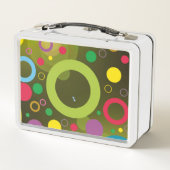 Farbige Kreise Ringe Personalisiert GRÜNE Metall Brotdose (Rückseite)