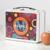 Farbige Kreise Rings Personalisiert ORANGE Metall Brotdose (Beispiel)