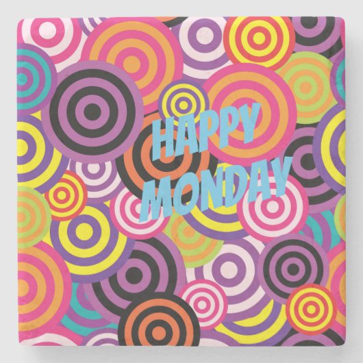 Farbige Kreise Steinuntersetzer (Vorderseite)