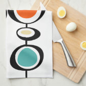 Farbige Kreise Türkis Orange Mitte des Jahrhundert Geschirrtuch (Viertel Falte)