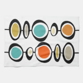 Farbige Kreise Türkis Orange Mitte des Jahrhundert Geschirrtuch (Horizontal)