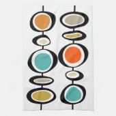 Farbige Kreise Türkis Orange Mitte des Jahrhundert Geschirrtuch (Vertikal)