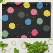Farbige Kreise und Goldpolka-Punkte Küchentuch (Gefaltet)