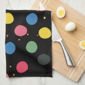 Farbige Kreise und Goldpolka-Punkte Küchentuch (Viertel Falte)