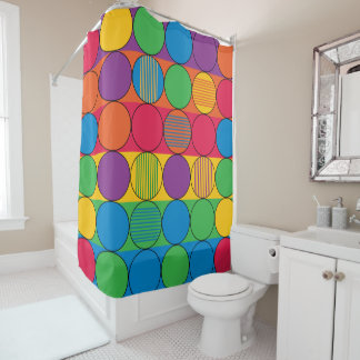 Farbige Kreise und Streifen Duschvorhang