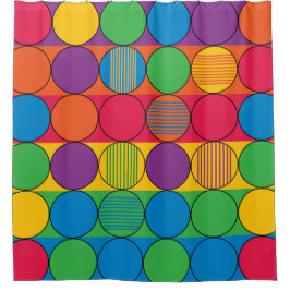 Farbige Kreise und Streifen Duschvorhang