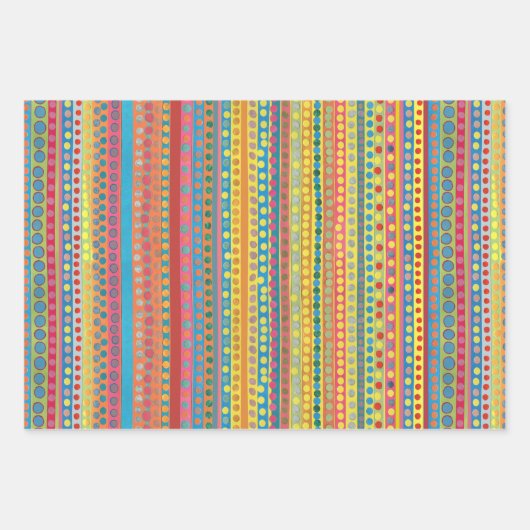 Farbige Kreise und Streifen Geschenkpapier Set (Vorderseite 2)