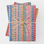 Farbige Kreise und Streifen Geschenkpapier Set (Beispiel)