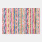 Farbige Kreise und Streifen Geschenkpapier Set (Vorderseite)