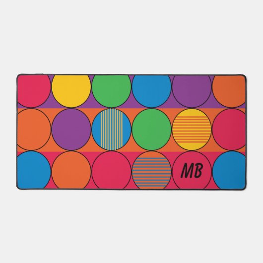 Farbige Kreise und Streifen und Initialen Schreibtischunterlage (Vorderseite)