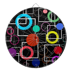 Farbige Kreise und weiße Quadrate Dartscheibe
