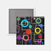 Farbige Kreise und weiße Quadrate Magnet (Vorderseite/Rückseite)