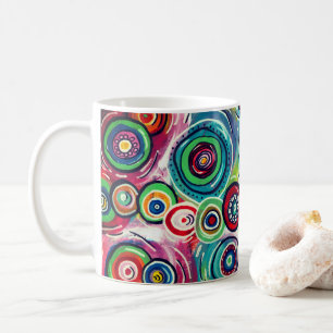 Farbige Kreise und Wirbel Original Abstrakt Kaffeetasse