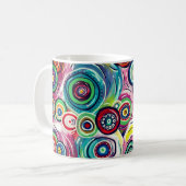 Farbige Kreise und Wirbel Original Abstrakt Kaffeetasse (Vorderseite Links)