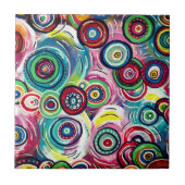 Farbige Kreise und Wirbel Originelle Abstrakte Kun Fliese (Vorderseite)
