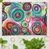 Farbige Kreise und Wirbel Originelle Abstrakte Kun Geschirrtuch (Gefaltet)