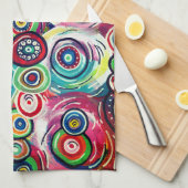 Farbige Kreise und Wirbel Originelle Abstrakte Kun Geschirrtuch (Viertel Falte)