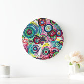 Farbige Kreise und Wirbel Originelle Abstrakte Kun Große Wanduhr (Zuhause)