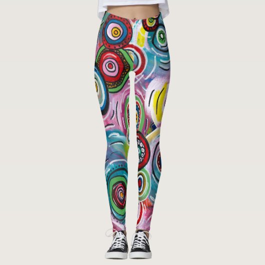 Farbige Kreise und Wirbel Originelle Abstrakte Kun Leggings (Vorderseite)